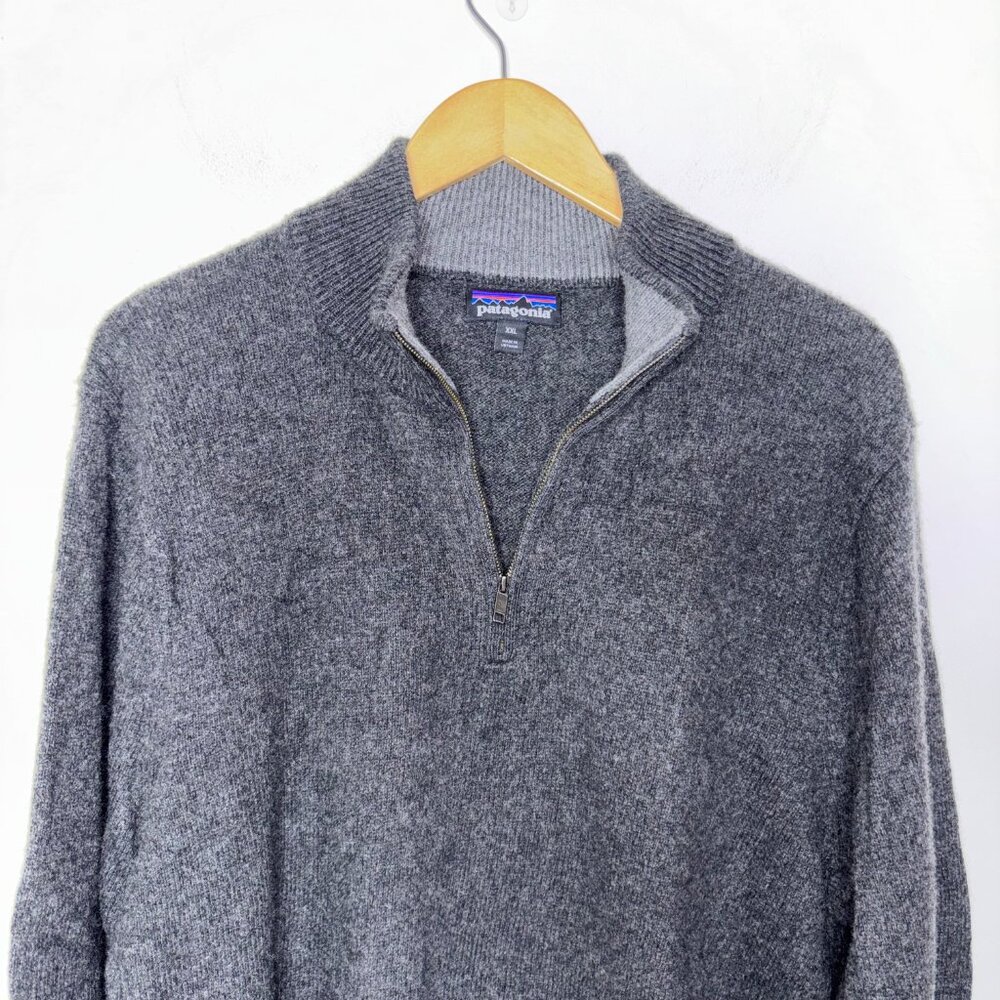 Patagonia Men's XXL Cashmere Wool Blend 1/4 Zip Knit Sweater Gray - Picture 4 of 10